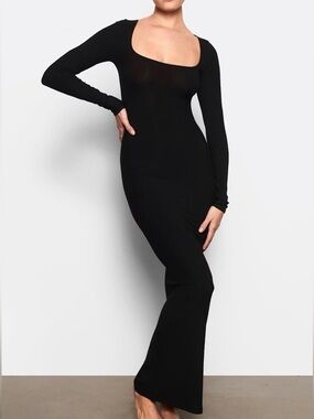 knee length dresses for ladies Rendezvous Long Sleeve Keyhole Bust Tied Back Dress Beige– Selfie Leslie main image 0